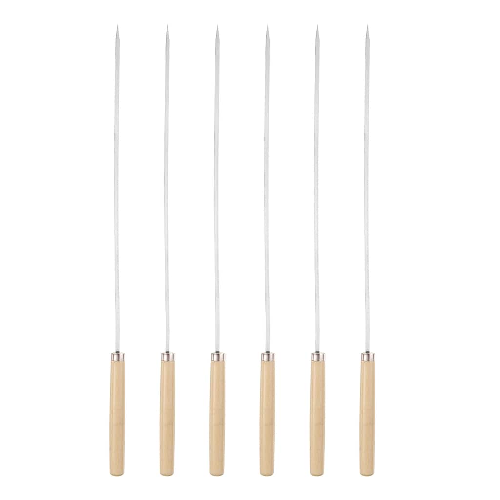 6pcs Kebob Skewers 33cmx3.3mmx0.8mm Flat Sticks with Wood Grip Handle
