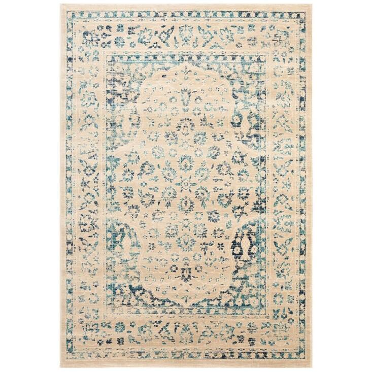 SAFAVIEH Evoke Suzie Distressed Vintage Boho Rug - 4' x 6' - Beige/Turquoise - Rectangle