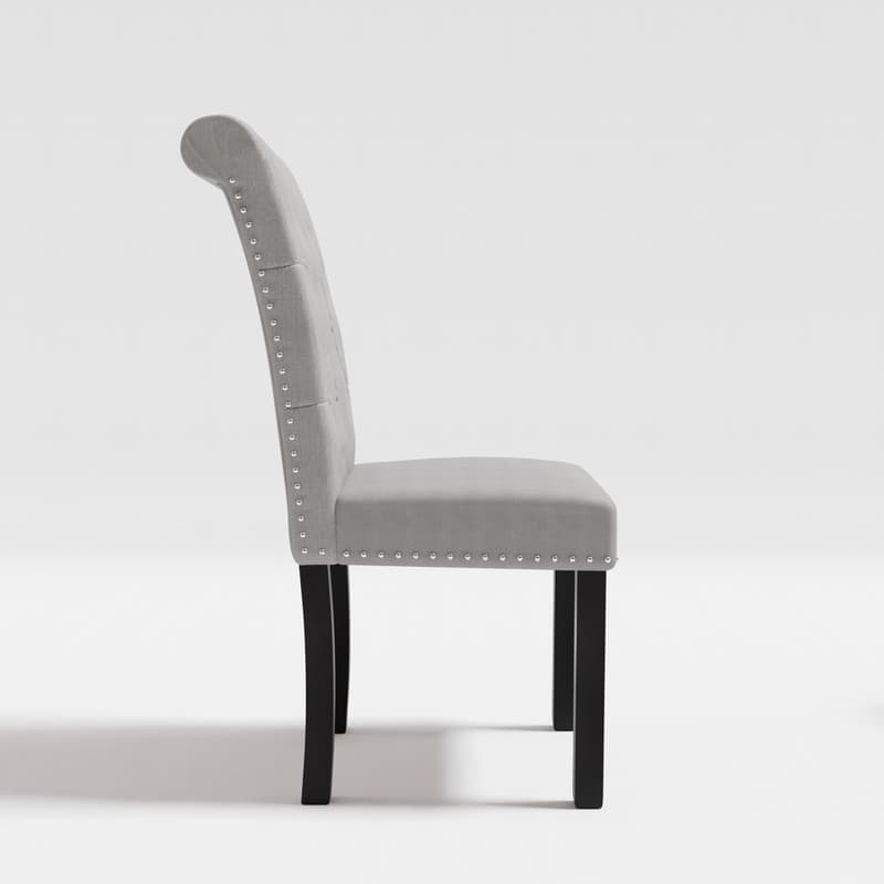 High-Back Tufted Nailhead Upholstered Dining Chairs (Set of 4)