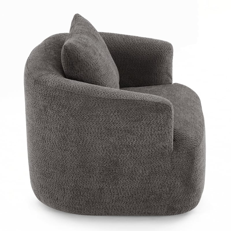 Upholstered Swivel Barrel Sofa Chair with a Throw Pillow