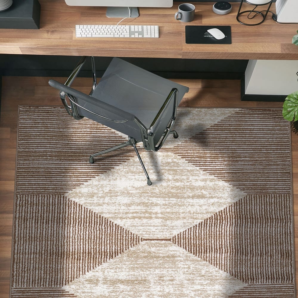 World Rug Gallery Geometric Stripe Boho Area Rug