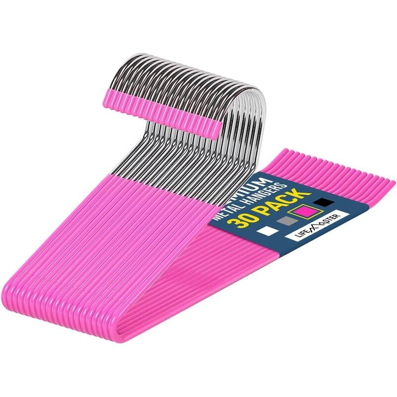 Metal Non-Slip Pants Hangers - Pink Heavy Duty Set for Pants - Pieces 30