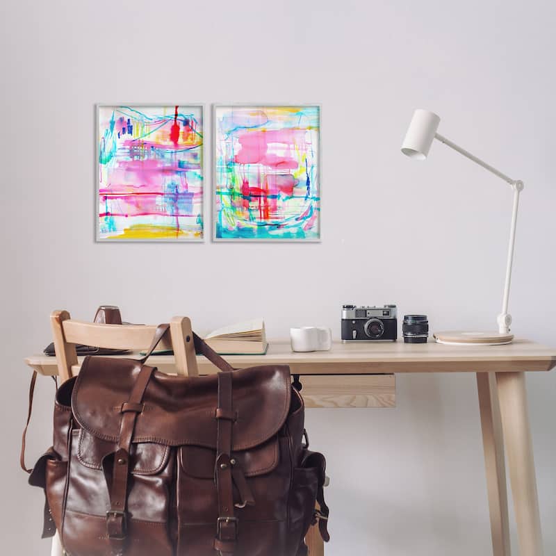 Stupell Vibrant Chaos Abstractions Framed Giclee Art Design By Gemma Bardot (Set of 2)