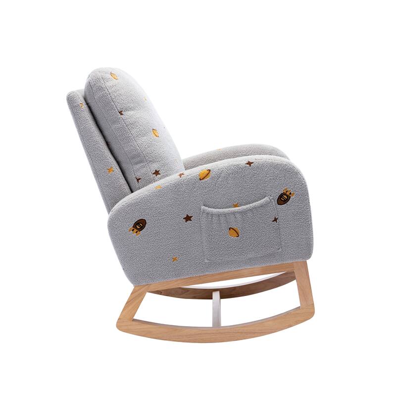 Modern Accent Rocker Armchair With Side Pocket