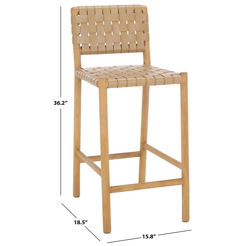 SAFAVIEH Couture Jeremiah Woven Leather 26-inch Counter Stool - 16"W x 19"D x 36"H