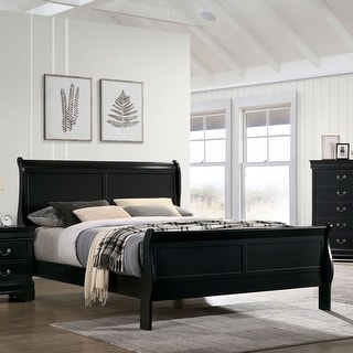 Furniture of America Lavina Transitional Solid Wood Sleigh Panel Bed