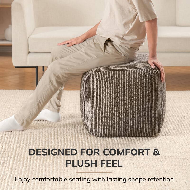 Jani 20-inch Ottoman Pouf - Handcrafted Handmade Ottoman for Seating, Footrest, Home Decor for Living Room, Bedroom