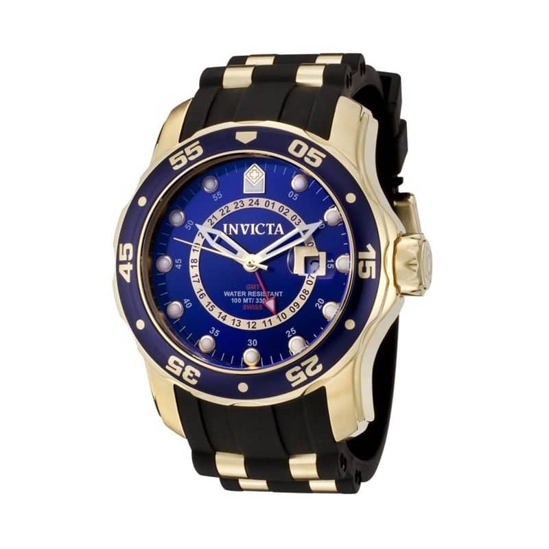 Invicta Men'S 'Pro Diver' Black and Goldplated Gmt Watch