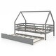 preview thumbnail 2 of 19, Twin House Bed with Trundle and Fence Rail Perfect for Sleepovers