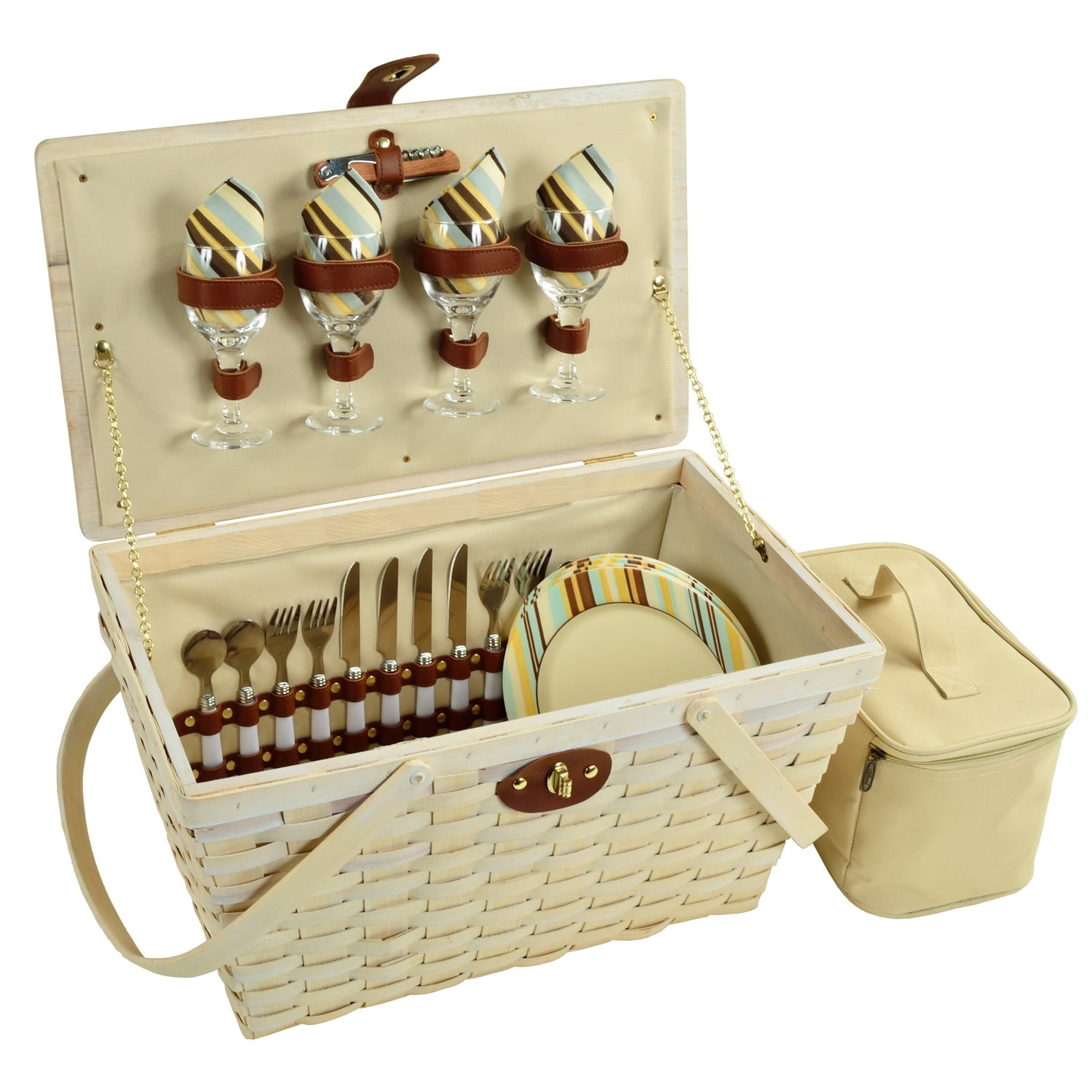 Traditional American Style Picnic Basket with Service for 4 Santa Cruz 