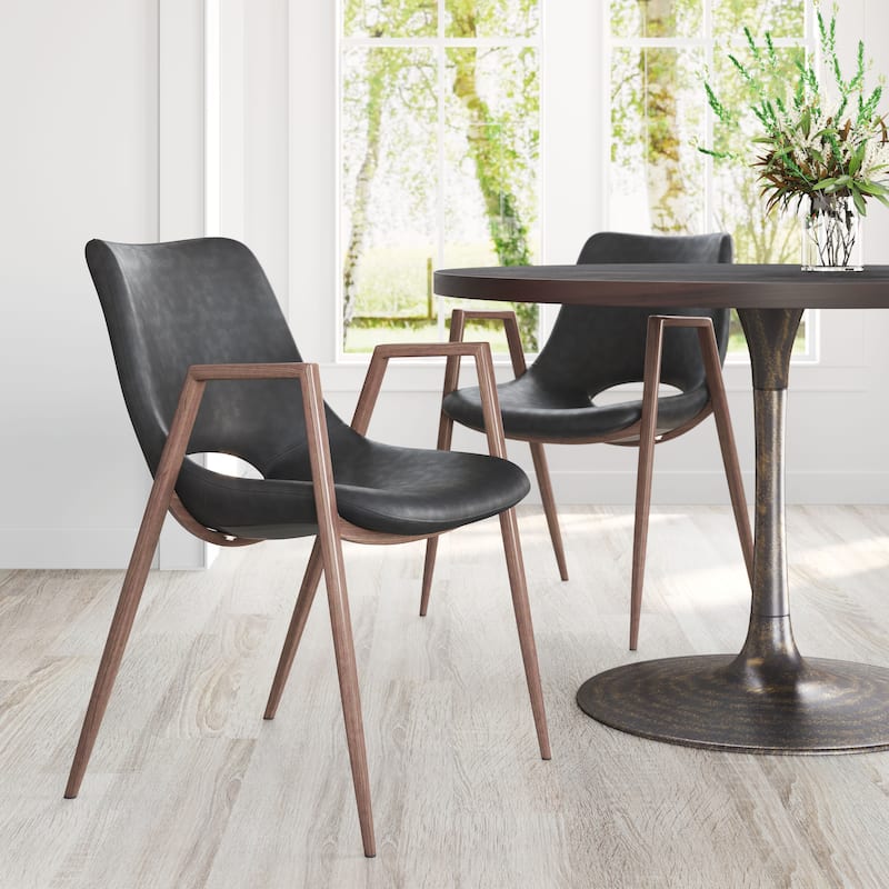 Desi Dining Chair Beige & Walnut - Black
