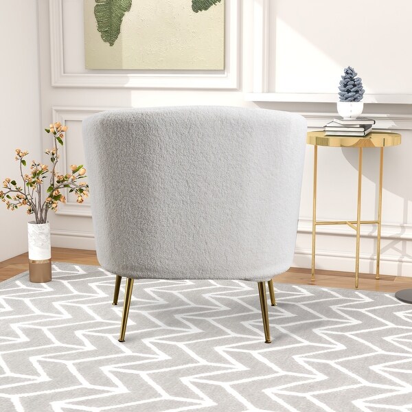 Curved Boucle Upholstered Accent Chair Luxurious Armchair Single