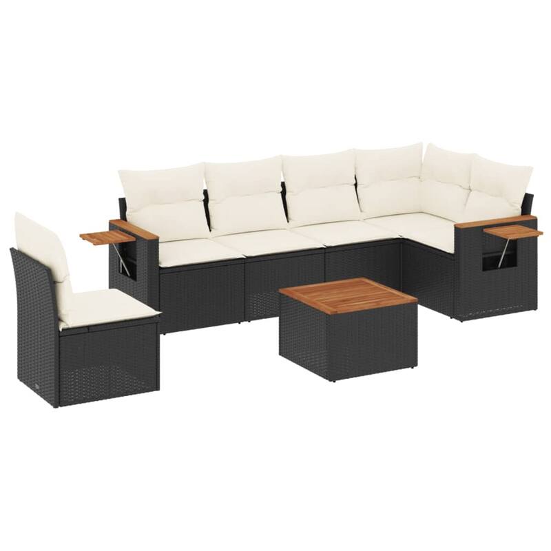 vidaXL Patio Sofa Set with Cushions Outdoor Conversation Furniture Poly Rattan