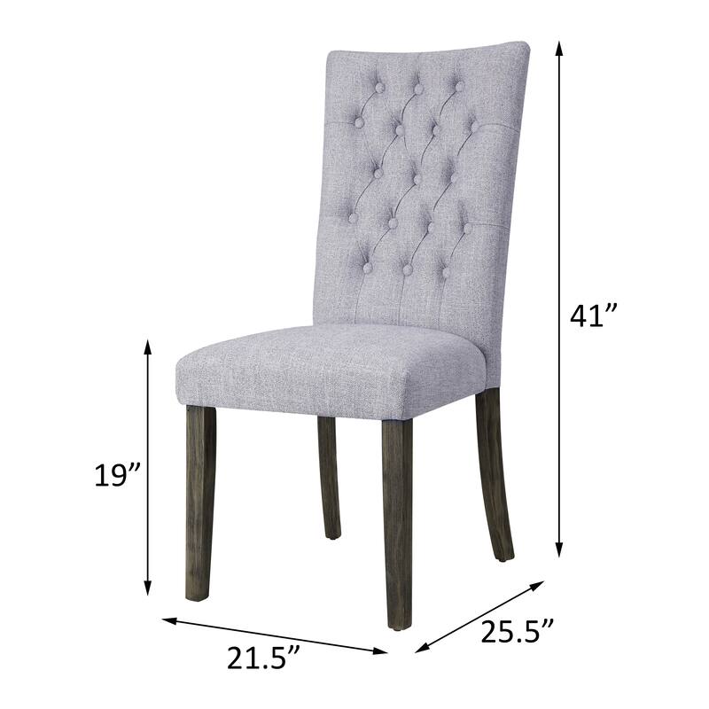 Grey and Grey Oak Side Chair with Button Tufted (Set of 2)