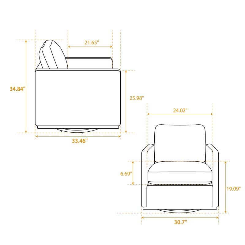 Roomfitters 30.7" Square Swivel Accent Chair, 360-Degree Chenille Lounge Club Chair for Living Room