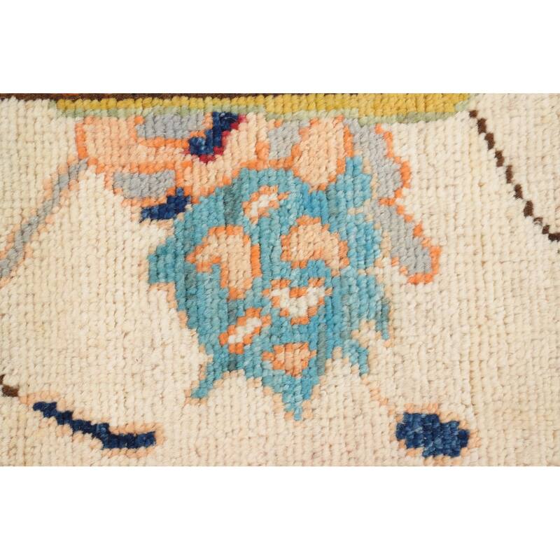 Hand Knotted Oriental 100% Wool Carpet Transitional Floral Red Oushak Area Rug - 12' 0'' X 9' 3''