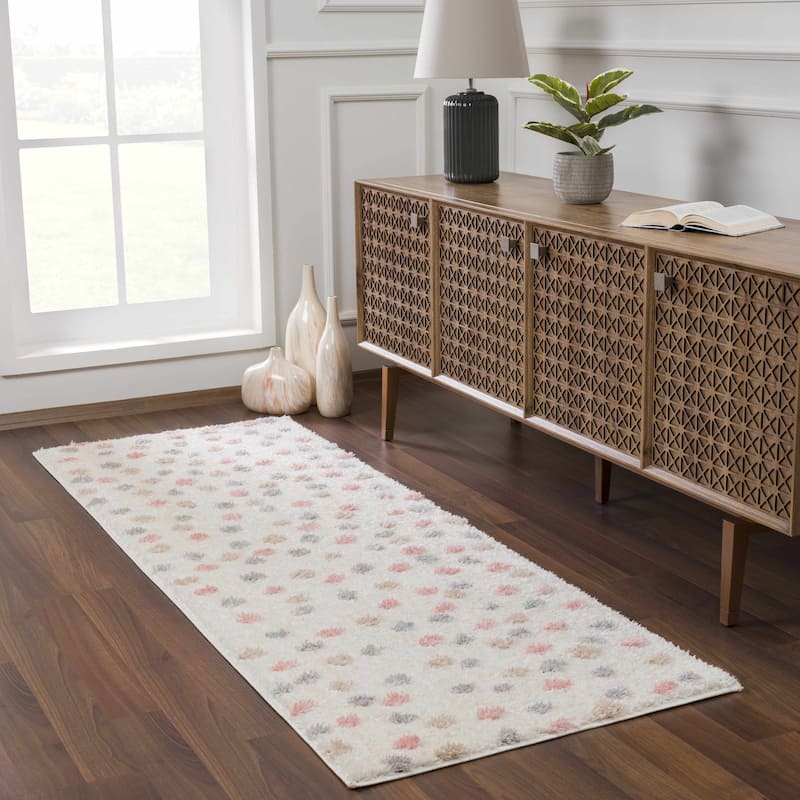 Hauteloom Cansu Living Room, Bedroom Area Rug - Contemporary - Plush Pile - Black - 2' x 3' - 2'7" x 7'3" - Grey, Pink, Blue, Cream, White / Cansu