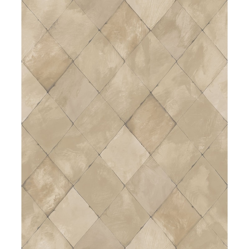 Galerie Wallcoverings Kitchen Recipes Geometric Tiles Vinyl on Non-woven Matte Wallpaper Roll - 33 feet x 21 inches - Beige