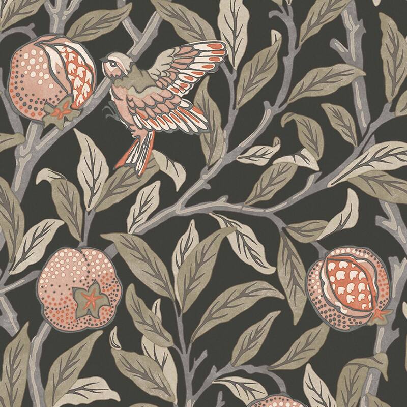 William Morris Bird & Pomegranate Charcoal Wallpaper