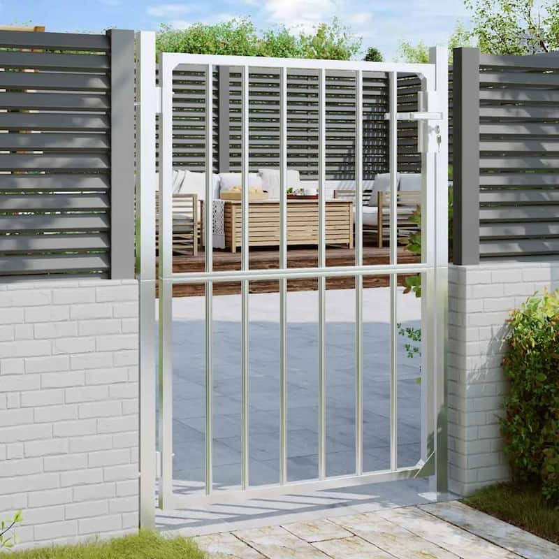 vidaXL Garden Gate Locking Fence Entrance Barrier Patio Lawn Stainless Steel - 39.4" x 59.1"