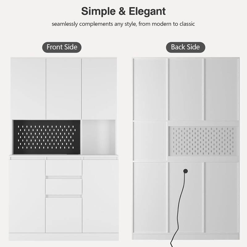 74" Freestanding Kitchen Pantry Cabinet Cupboard with 6 Doors,3 Shelves and 2 Drawer,Versatile Wardrobe & Kitchen Cabinet