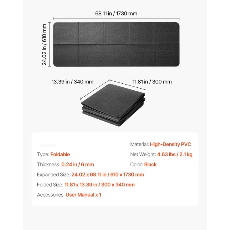 Heavy-Duty Treadmill Mat for Carpet & Hard Floors Thick High-Density PVC - 36.03 x 71.65 in