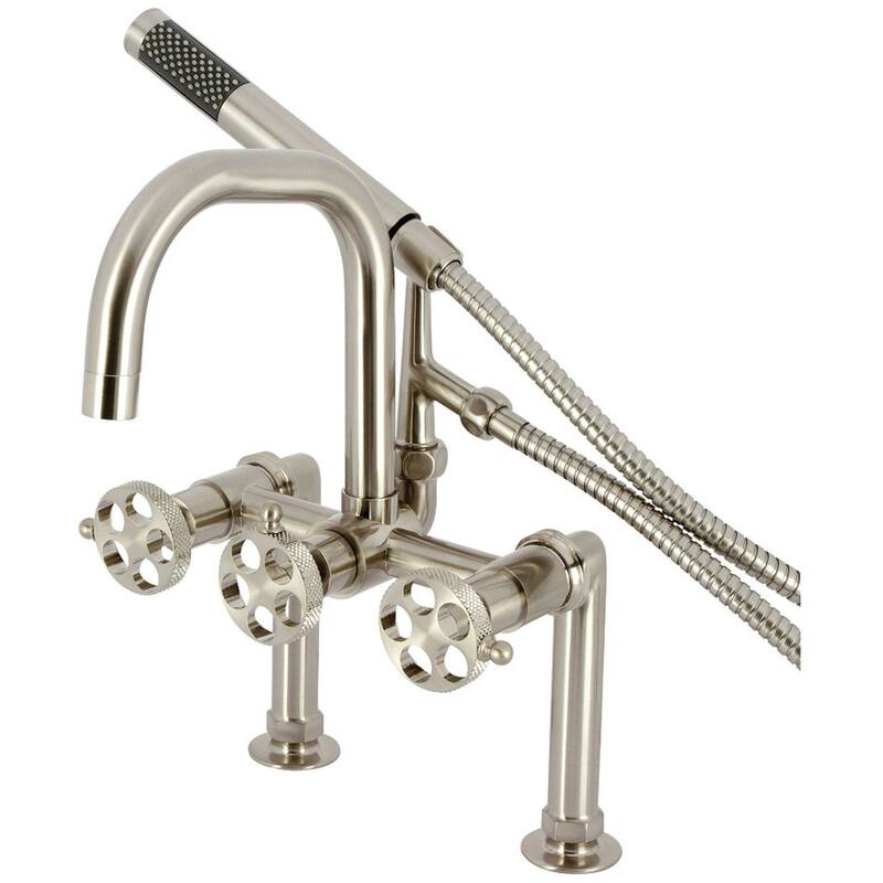 Kingston Brass AE840.RKX Webb Deck Mounted Tub Filler with Built-In - Brushed Nickel