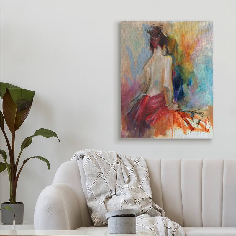 Stupell Contemporary Female Pose Energetic Brush Strokes Canvas Wall Art - Multi-Color
