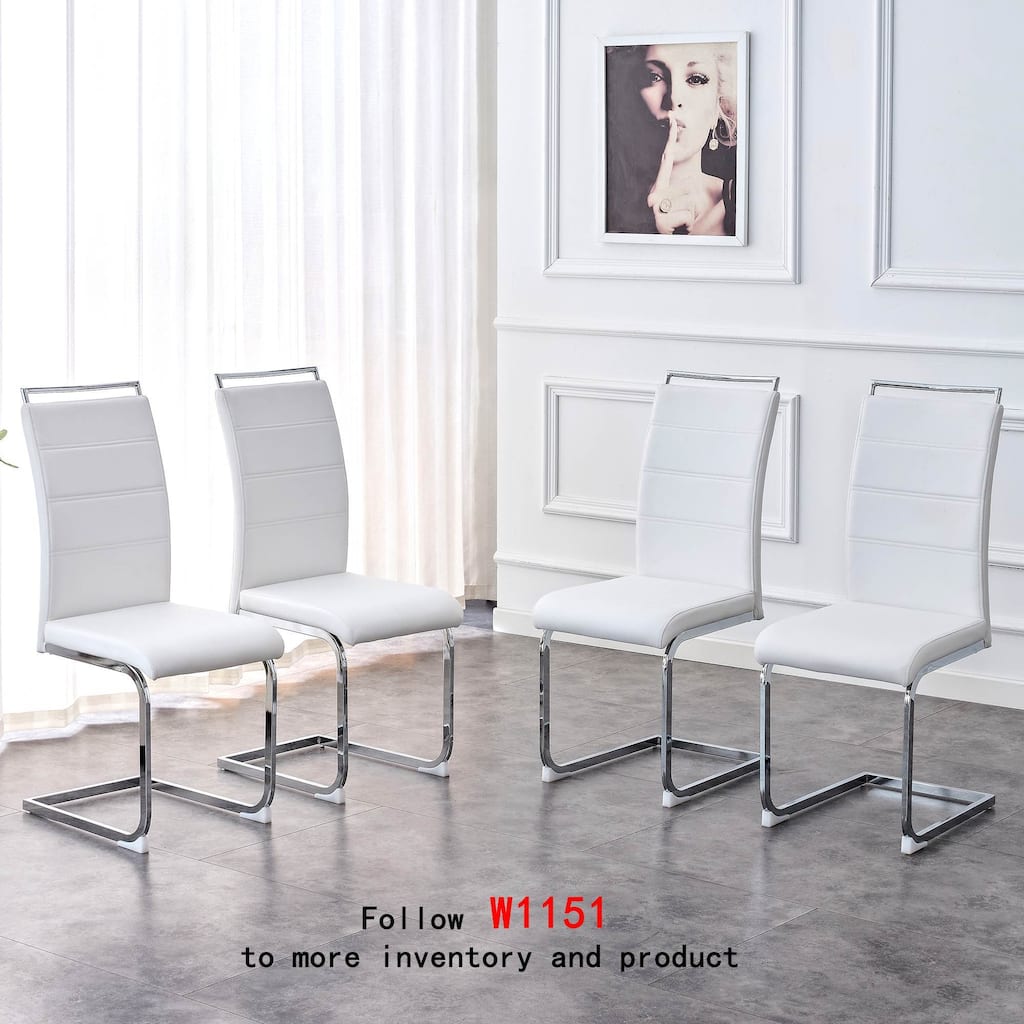 4PCS Dining Chairs, PU Faux Leather High Back Upholstered Side Chair