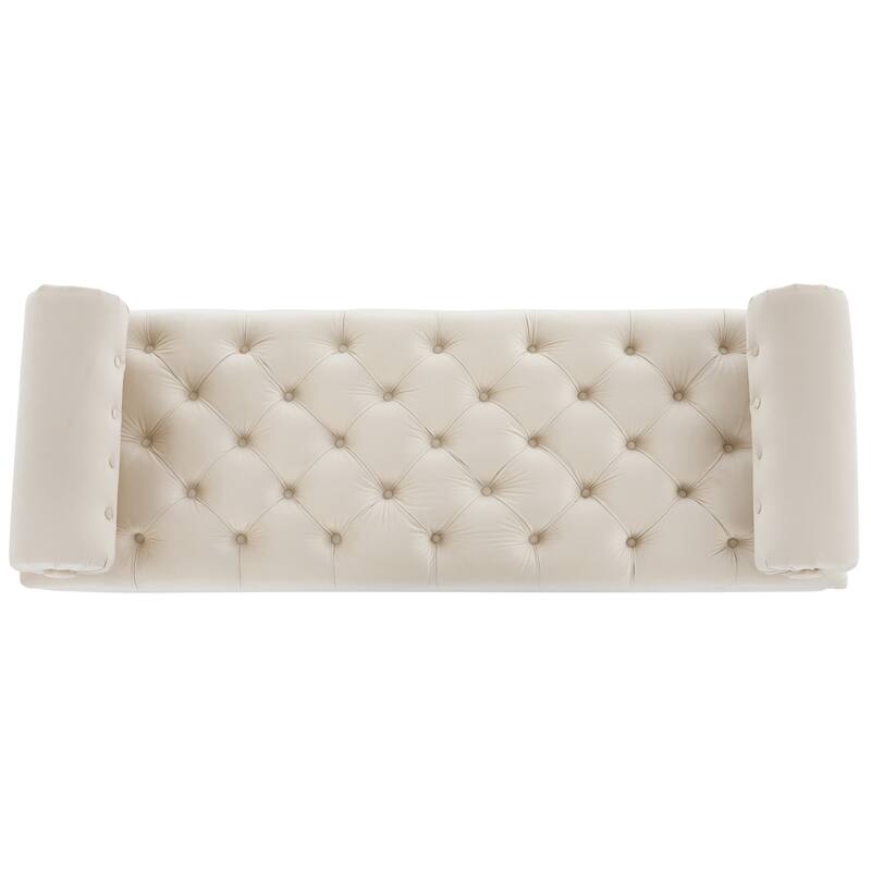 Modern Beige Bedroom Bench End of Bed Bench with 2 Detachable Pillows, Upholstered Footstool Indoor Bench Lounge Bench