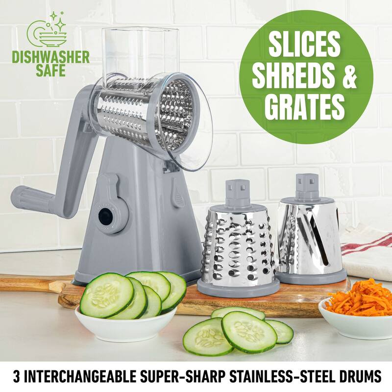 NutriSlicer Vegetable Slicer Cheese Grater Potato Slicer Salad Chopper with Suction Base