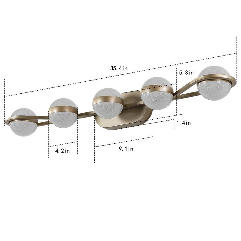 Modern Vanity Lights With 5 LED Bulbs For Bathroom Lighting