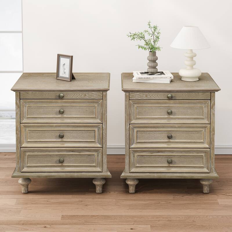 Nightstands with Drawers & Hidden Pull-Out Shelf & Metal Handle