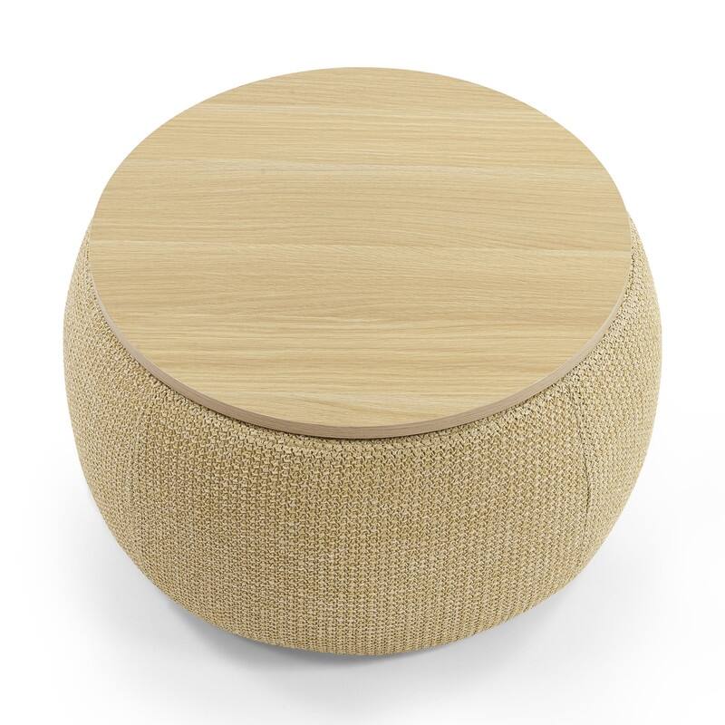 Round Storage Ottoman for End Table