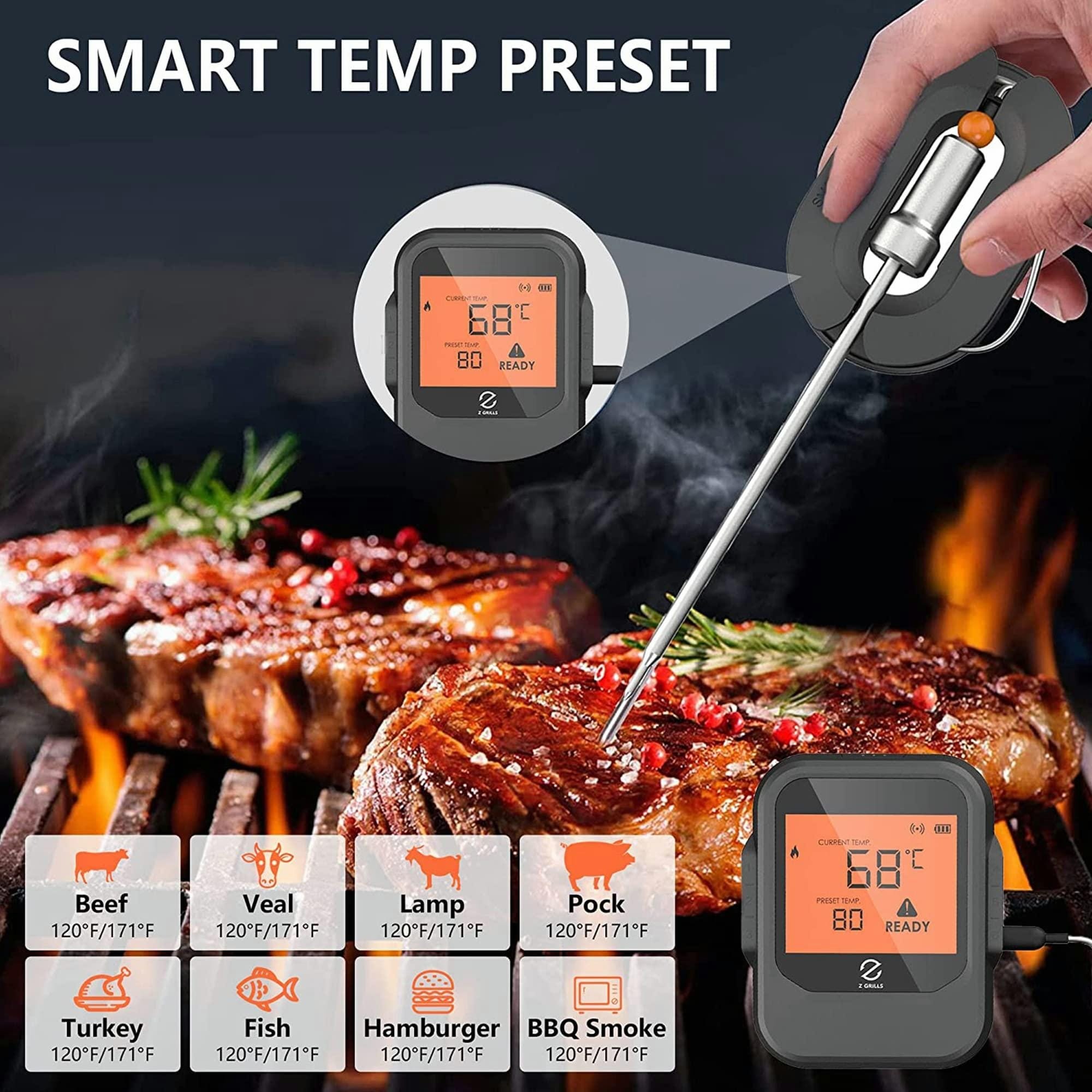 Z GRILLS Digital Wireless Meat Thermometer with 8 Probes for Smoker Grill  BBQ Thermometer (Bluetooth) 