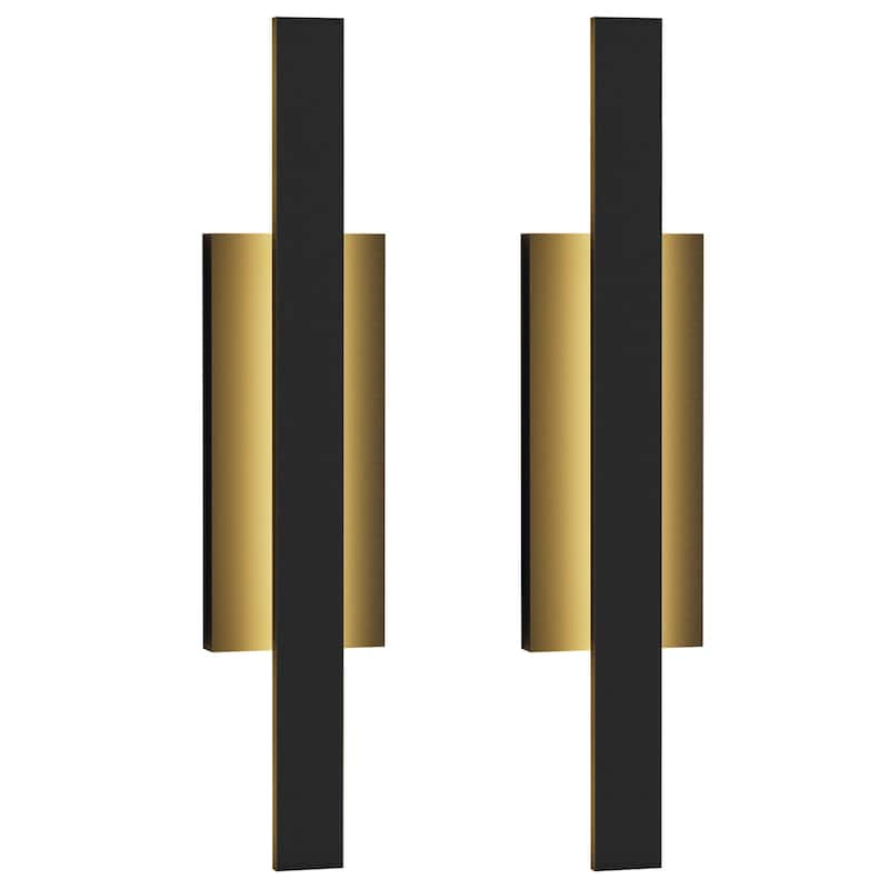 Black Aluminum Integrated LED Outdoor Wall Sconce - 2Pack/30.7"