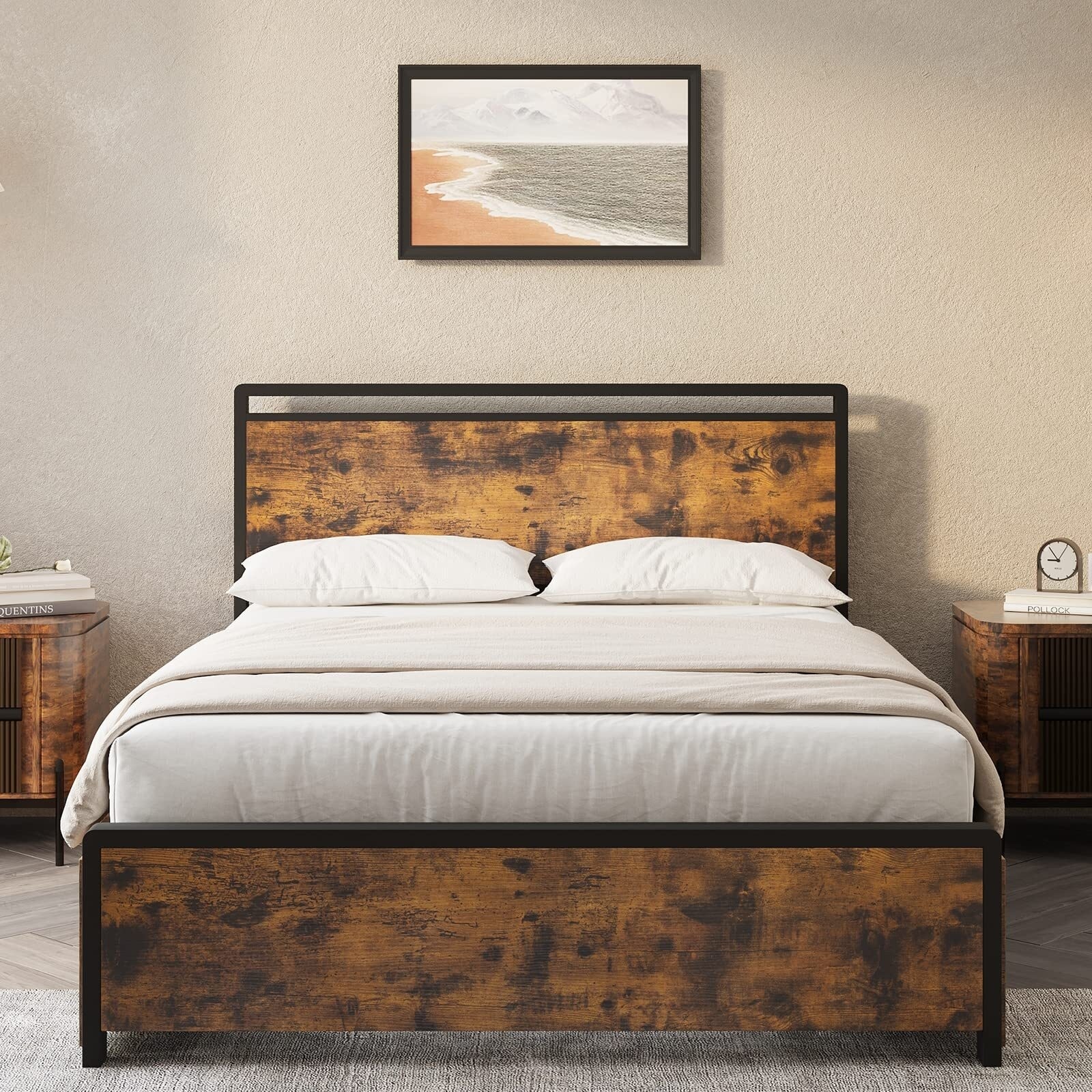 ベッドフレーム BED + MATTRESS with storage - 160x200 cm Amazon.com: Giantex Queen Size Platform Bed Frame