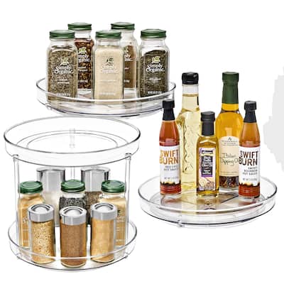 Sorbus 9-Inch 2-Tier Clear Lazy Susan with 2 Flat Turntables - Fridge, Pantry, Cabinet Organizers - 9.25" x 9"