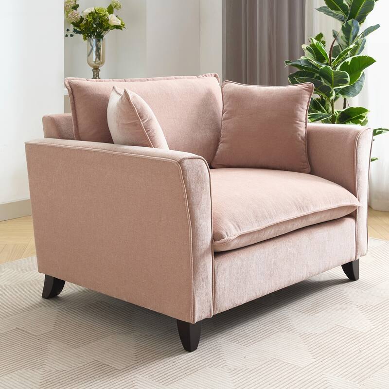 Oversized Armchair, Chenille Fabric, Comfy Chair and a Half Single Sofa with Pillow for Living Room Bedroom Office Apartment