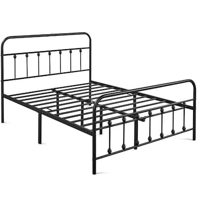 Yaheetech Metal Bed with High Headboard and Footboard with Storage