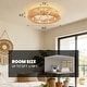 preview thumbnail 6 of 17, Boho Smart Gold Rattan Caged Drum Flush Mount Ceiling Fan