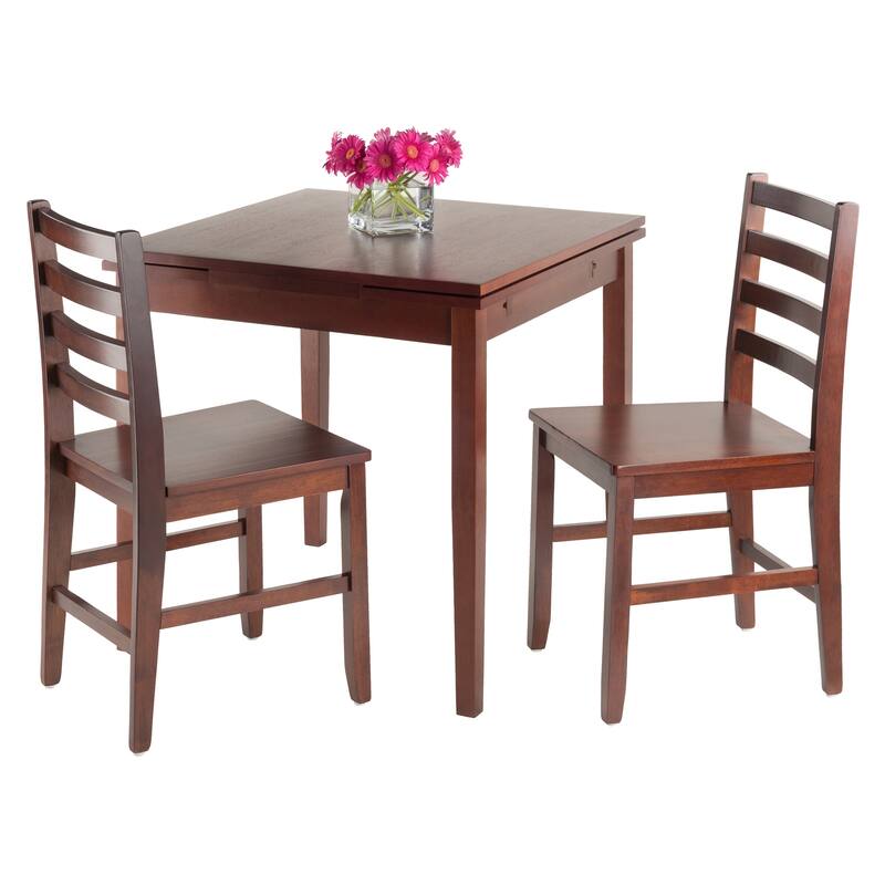 3-Pc Dining Table with Ladder-back Chairs, Walnut