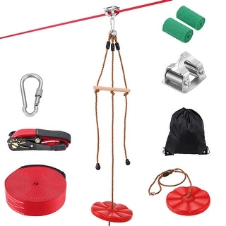 Zipline Kit for Kids and Adult with Zipline, Nylon Safety Harness, Seat, and Handlebar