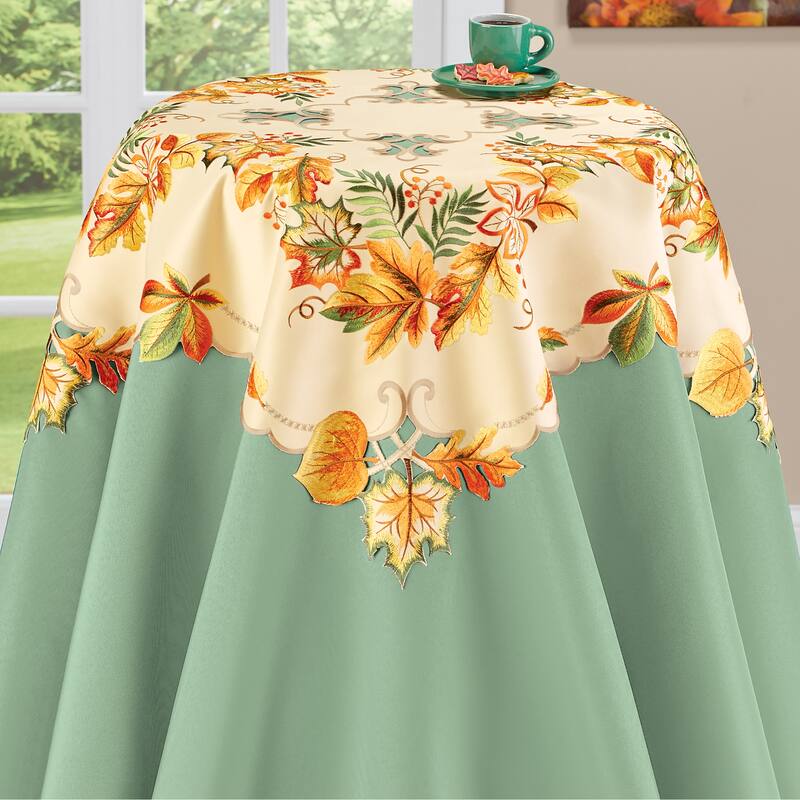 Lovely Leaves Embroidered Table Linens - Square