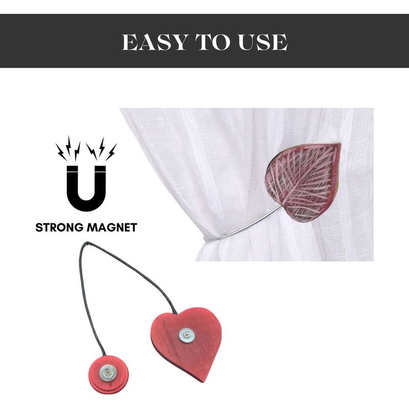 Magnetic Wooden Heart Curtain Tiebacks Easy to Use