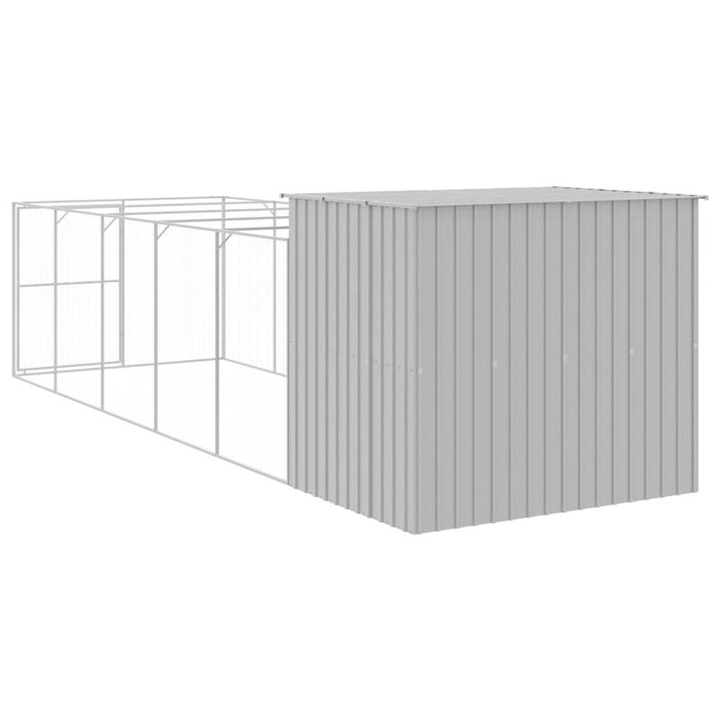 vidaXL Dog House with Run Light Gray/Anthracite multisize Galvanized Steel