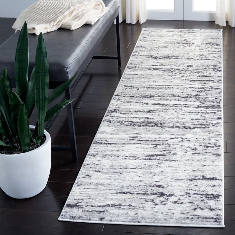 SAFAVIEH Amelia Modern Abstract Rug - 2'2" x 8' Runner - Light Grey/Charcoal - Runner
