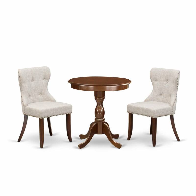 3-Piece Mahogany Finish Solid Wood Top - Dining Room Set - Seats 4
