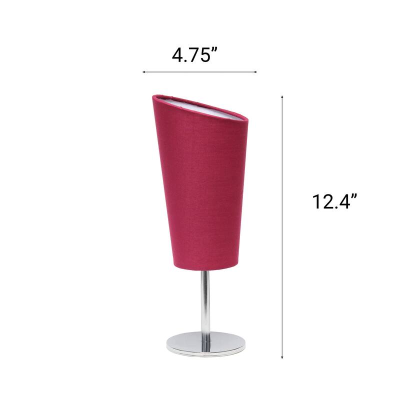 12.4" Chic Chrome Slanted Shade Accent Table Lamp, Stylish Lighting For Living Room, Bedroom, Office, Black Shade