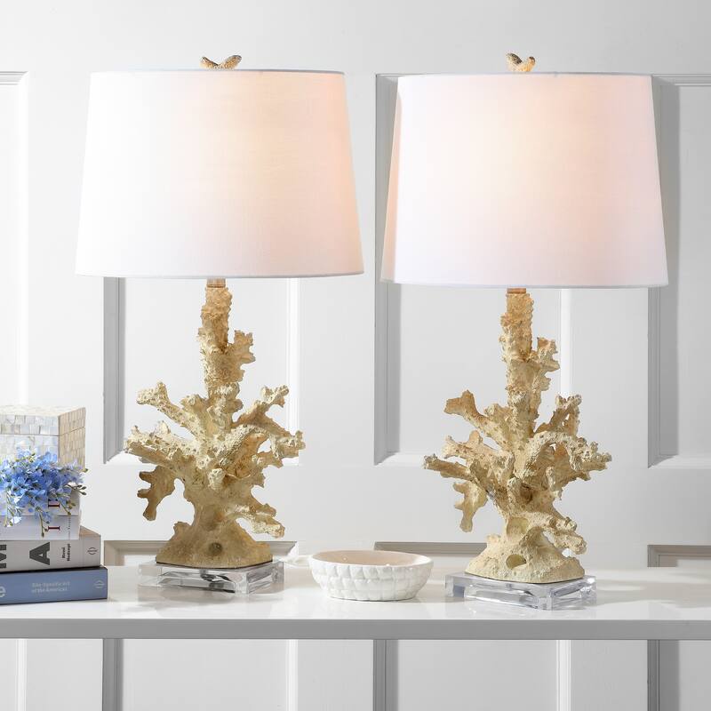 SAFAVIEH Lighting 28-inch Faux Coral Branch Cream Table Lamp (Set of 2)